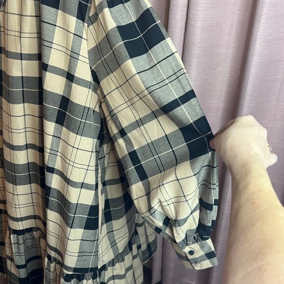 NWT AVA & VIV Prairie Dress 2X Plaid Tiered Cottage core Pockets Bishop Sleeves - Picture 14 of 15